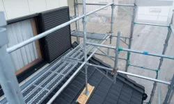 Frame scaffolding rental around construction site from Walnut Creek Scaffolding Rental
