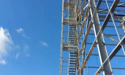 Stair tower scaffolding rental providing elevated access by Walnut Creek Scaffolding Rental